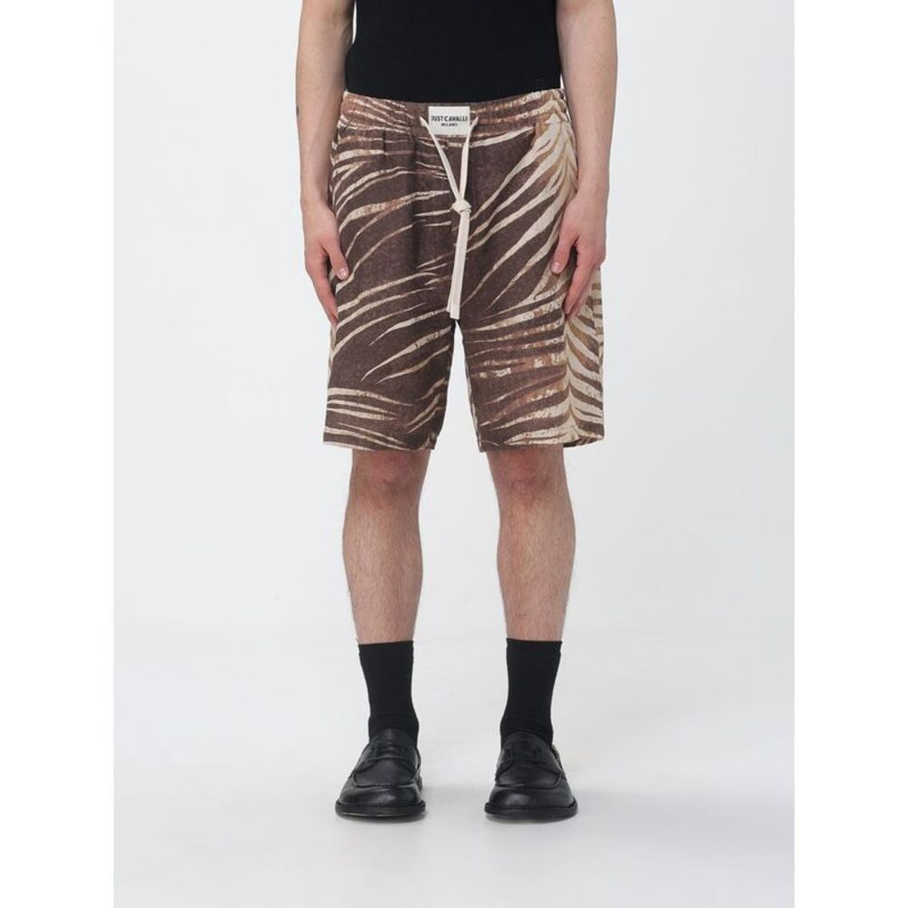 Just Cavalli Men Zebra Print Cotton Jogging Shorts Just Cavalli
